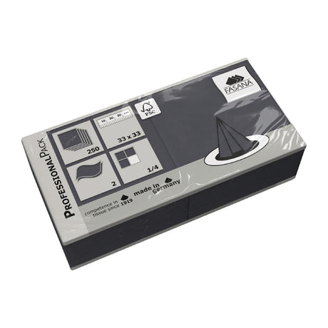 Fasana Lunch Napkin Black 33x33cm 2ply 1/4 Fold (1500 Pack)
