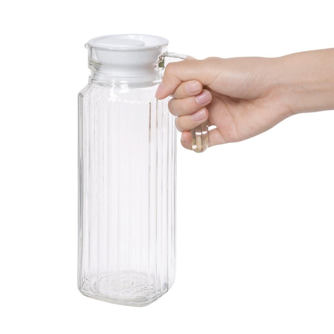 Olympia Ribbed Glasses Jugs 1Ltr (6 Pack)