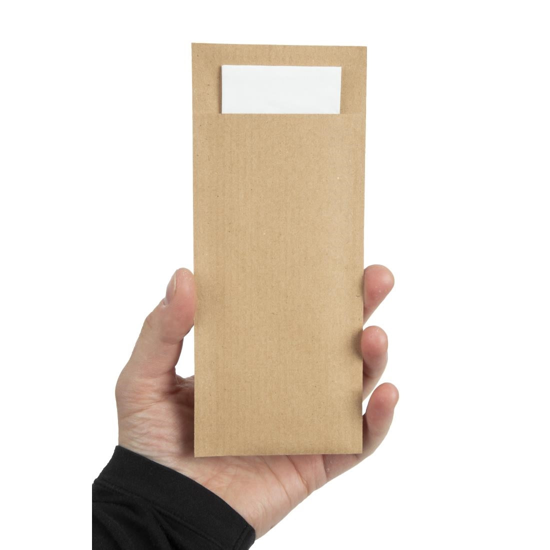 Europochette Brown Cutlery Pouch with White Napkin (500 Pack)