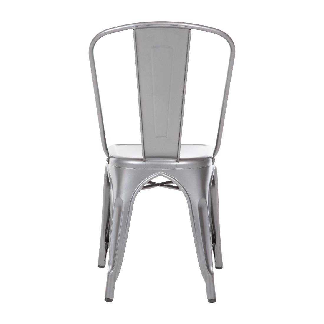 Bolero Bistro Steel Side Chairs Gun Metal Grey (4 Pack)