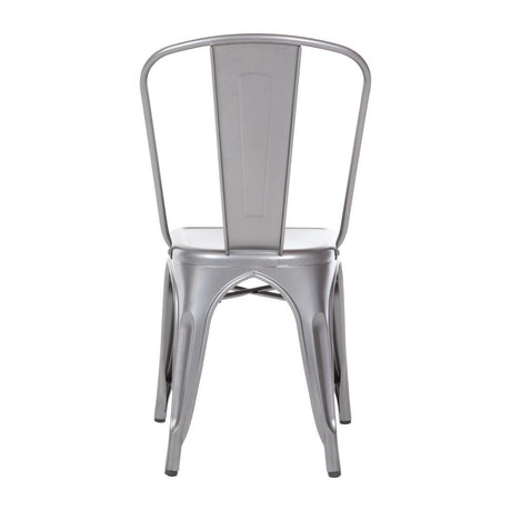 Bolero Bistro Steel Side Chairs Gun Metal Grey (4 Pack)