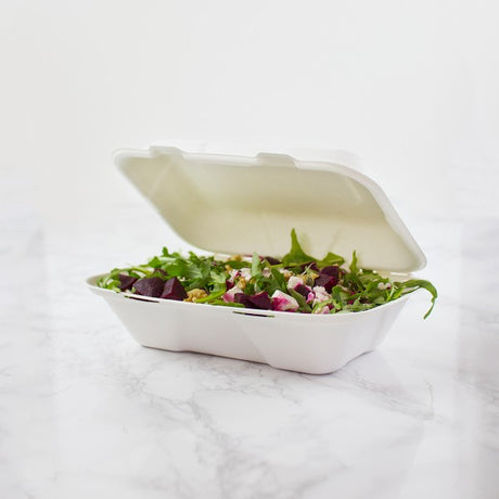 Vegware Compostable Bagasse Clamshell Hinged Meal Boxes 228mm