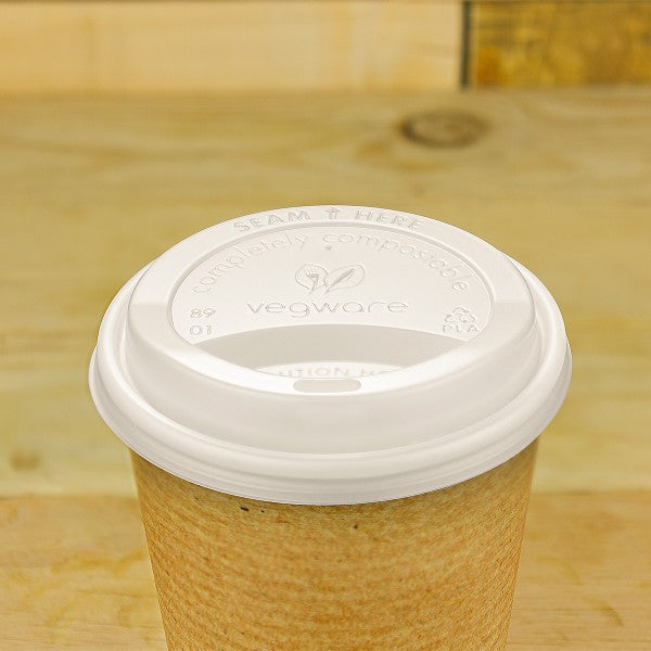 Vegware Compostable Lids for 340ml & 455ml Coffee Cups (1000 Pack)