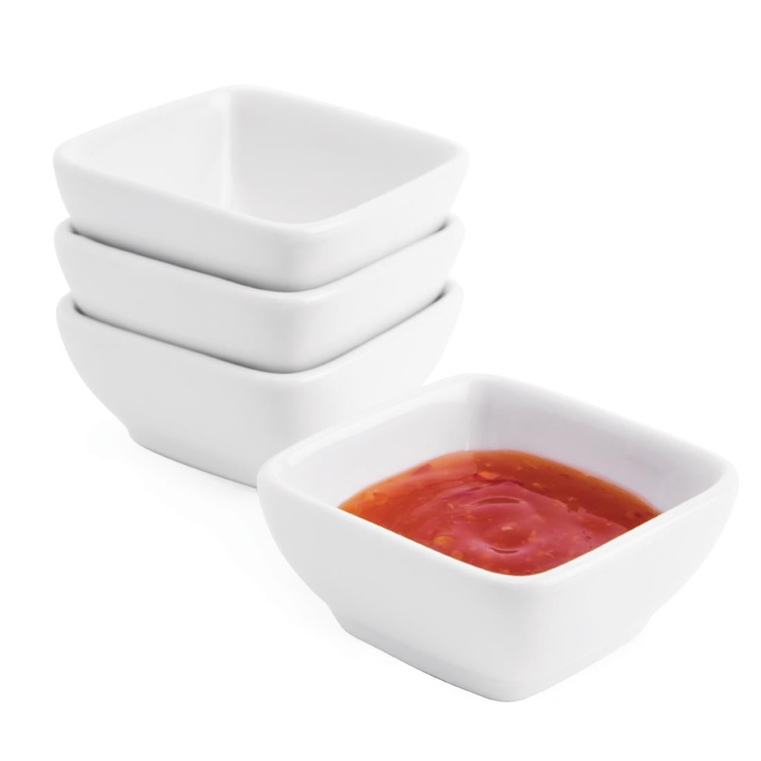 Olympia Whiteware Miniature Rounded Square Dishes 60mm (12 pack)