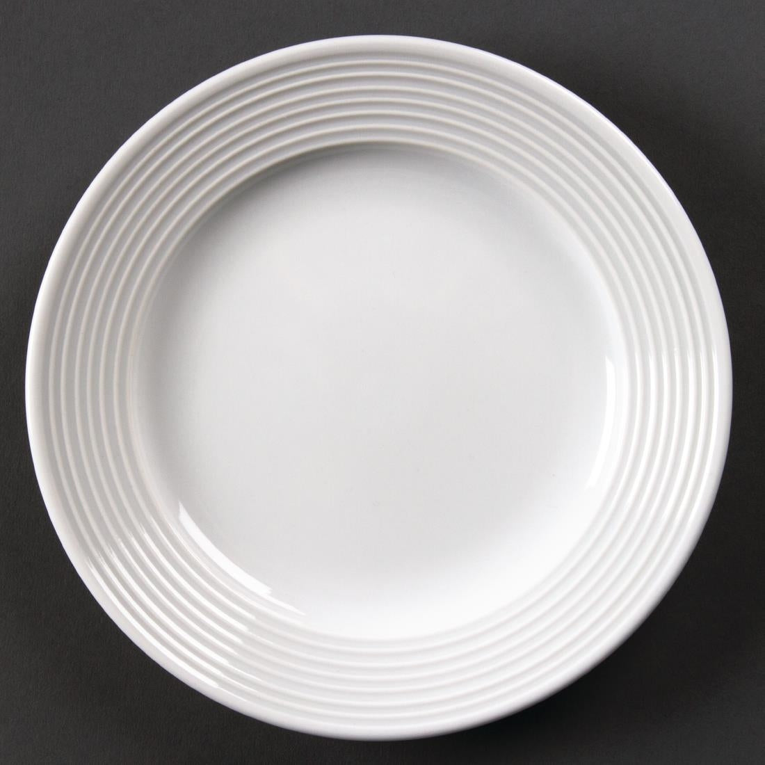 Olympia Linear Wide Rimmed Plates White 165mm (12 Pack)