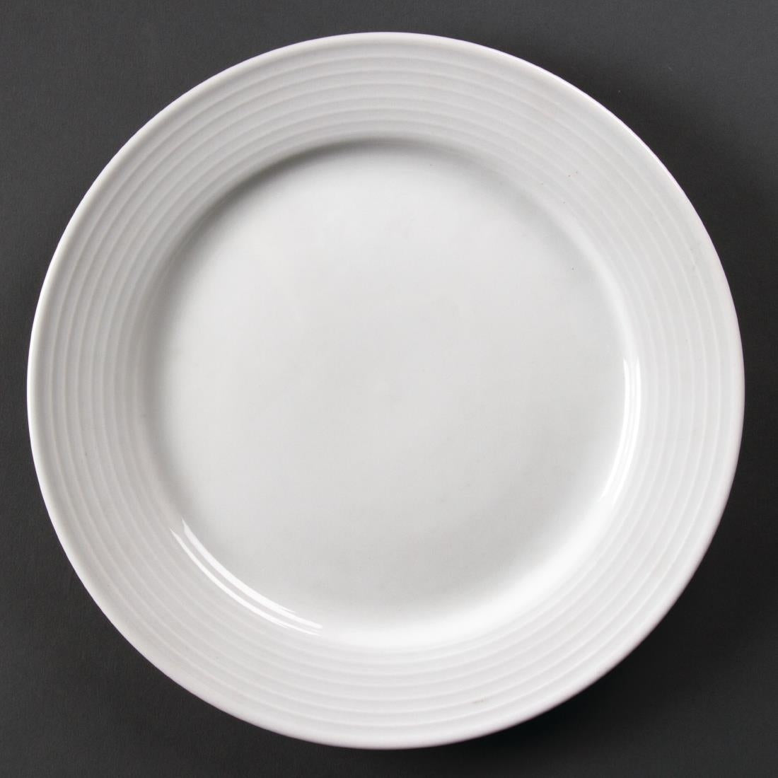 Olympia Linear Wide Rimmed Plates White 250mm (12 Pack)