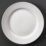 Olympia Linear Wide Rimmed Plates White 250mm (12 Pack)