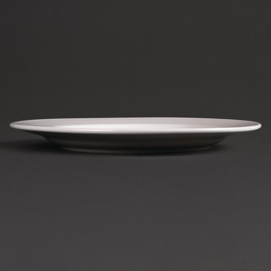 Olympia Linear Wide Rimmed Plates White 310mm (6 Pack)