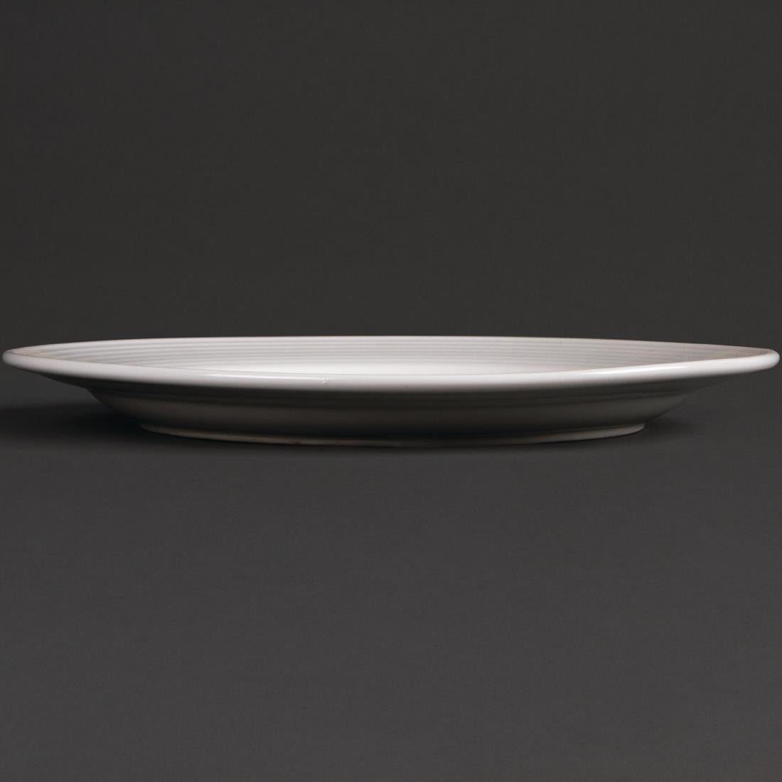 Olympia Linear Wide Rimmed Plates White 250mm (12 Pack)