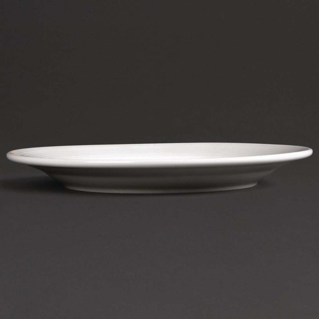 Olympia Linear Wide Rimmed Plates White 200mm (12 Pack)
