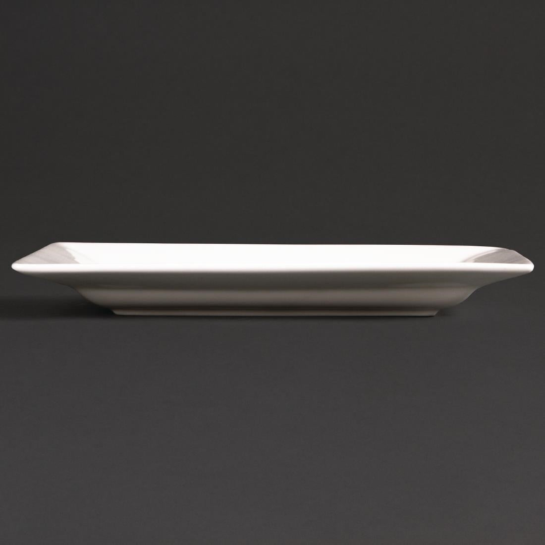 Olympia Lumina Wide Rim Rectangular Plates White 200x 130mm (6 pack)