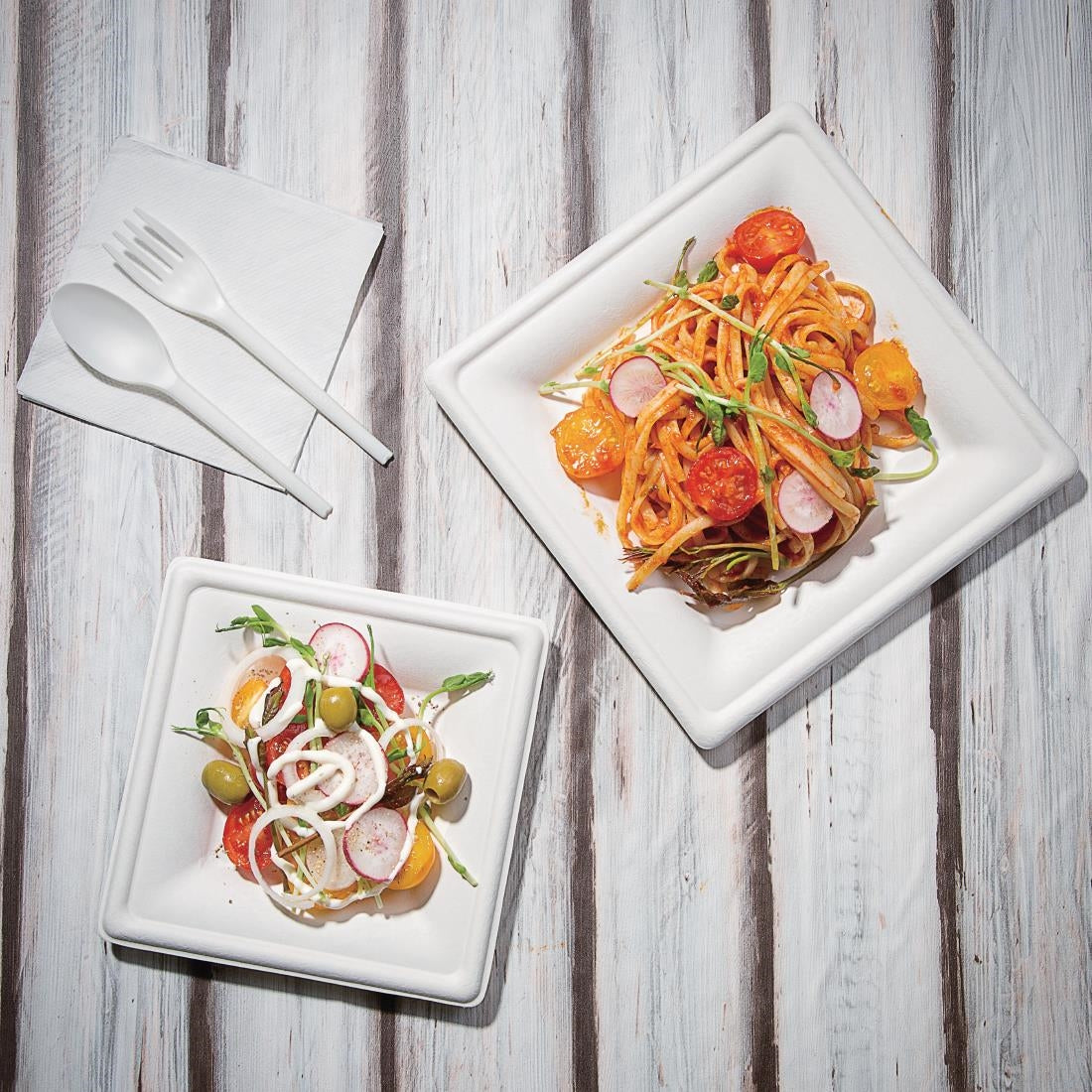 Fiesta Compostable Bagasse Square Plates 159mm (50 Pack)