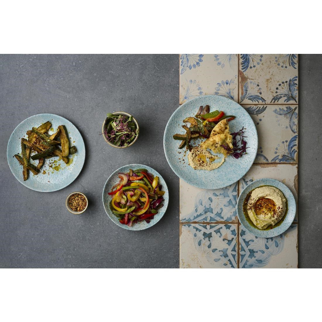 Churchill Vintage Prints Med Tiles Aquamarine Round Dishes 168mm (12 Pack)