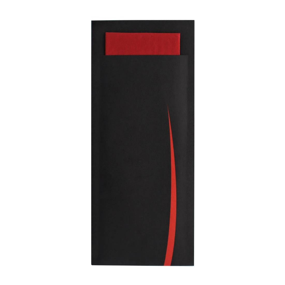 Europochette Bari Black Cutlery Pouch with Red Napkin (100 Pack)