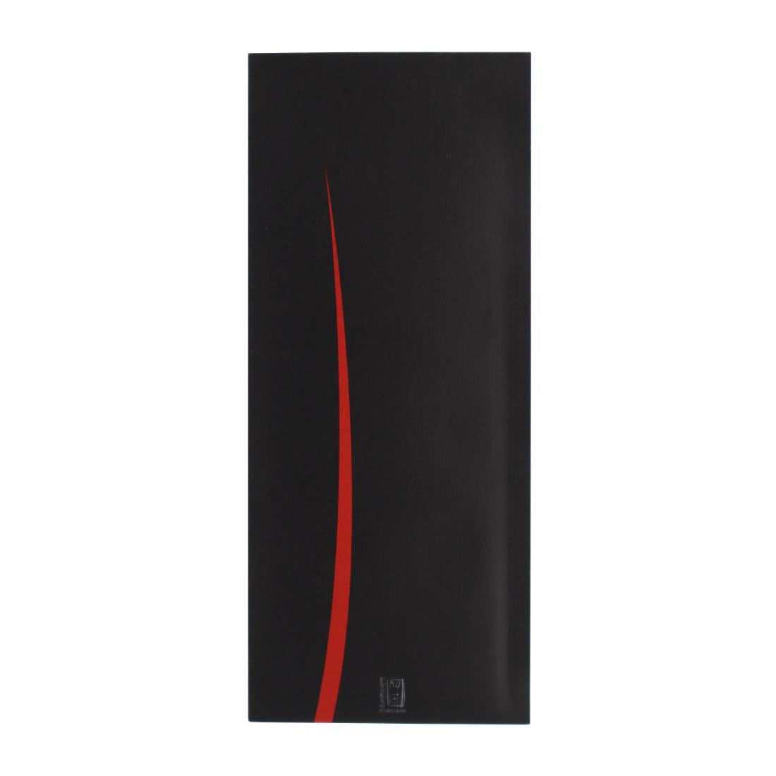 Europochette Bari Black Cutlery Pouch with Red Napkin (100 Pack)