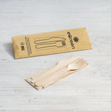 eGreen Individually Wrapped 3-in-1 Wooden Cutlery Set (250 Pack)