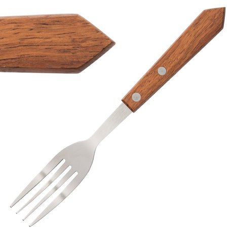 Olympia Steak Forks with Merbau Wood Handles (12 Pack)