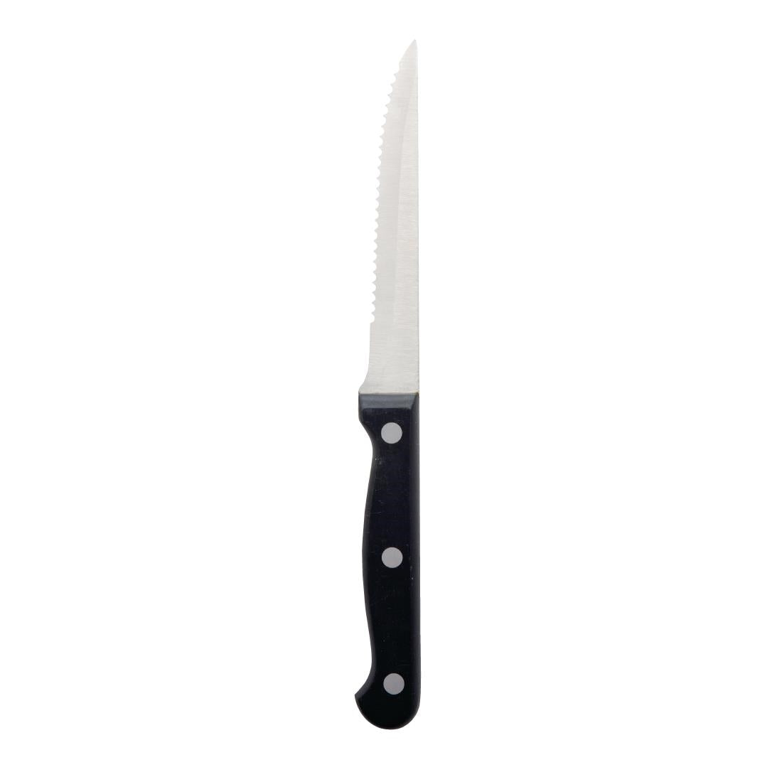 Olympia Serrated Steak Knives Black Handle (12 Pack)