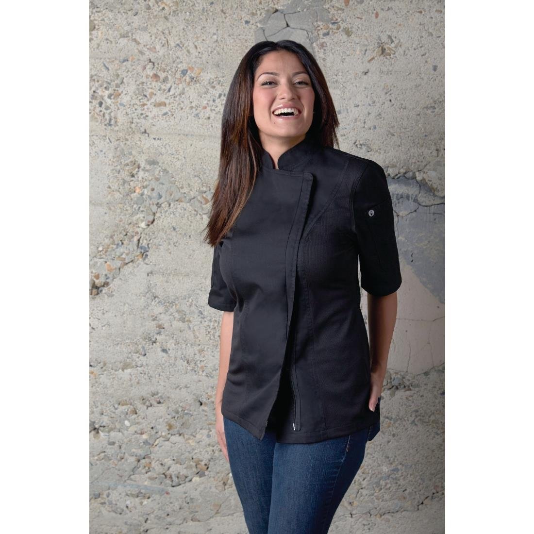 Chef Works Womens Springfield Zip Chef Jacket Black 2XL