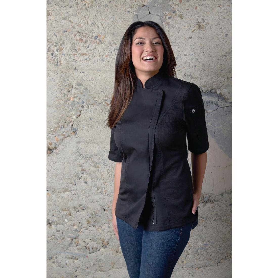 Chef Works Womens Springfield Zip Chefs Jacket Black S