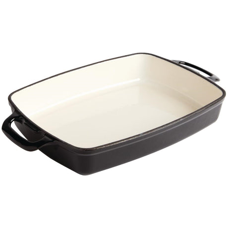 Vogue Rectangular Cast Iron Dish Black 2.8Ltr