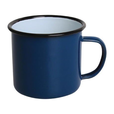 Olympia Enamel Mugs Blue 350ml (6 Pack)
