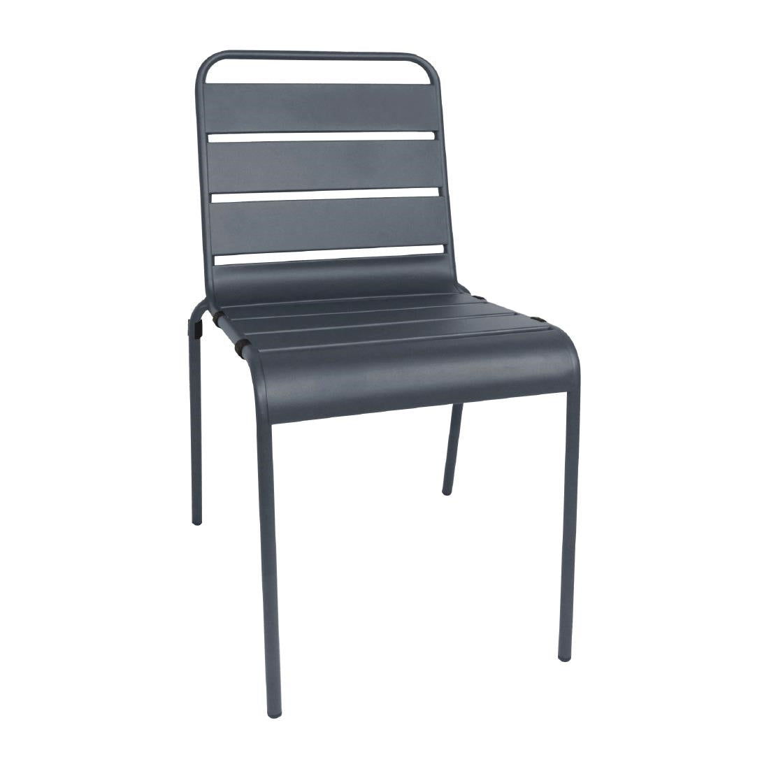 Bolero Amalfi Slatted Steel Side Chairs Grey (4 Pack)