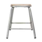 Bolero Galvanised Steel Low Stools with Wooden Seatpad (4 Pack)