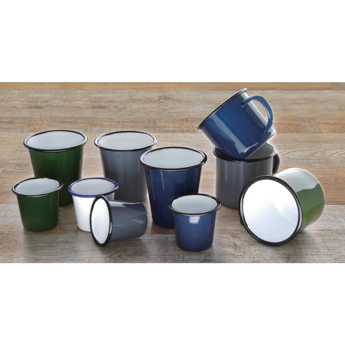 Olympia Enamel Mug Grey 350ml (6 Pack)