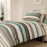 Mitre Essentials Madison Stripe Duvet Cover Open Teal Single