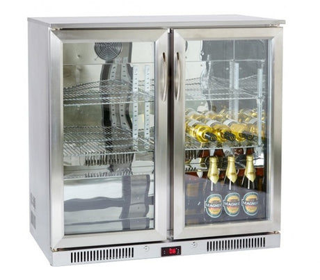 Prodis NT2ST-HC Hinged Glass Double Door Stainless Steel Undercounter Bottle Cooler  220 Litres