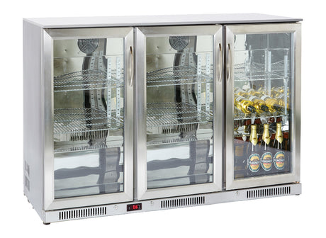 Prodis NT3ST-HC Hinged Glass Triple Door Stainless Steel Undercounter Bottle Cooler  300 Litres