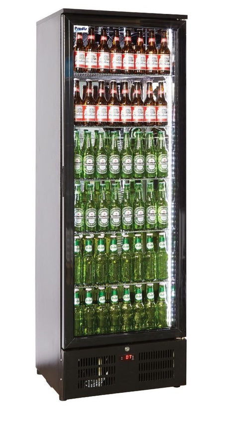 Prodis NT10-HC Hinged Glass Single Door Black Upright Bottle Cooler  340 Litres