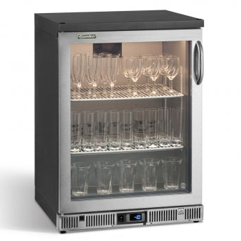 Gamko GF/100LGCS Left Hand Hinged Glass Single Door Stainless Steel Bottle Cooler  50 Pint Glasses