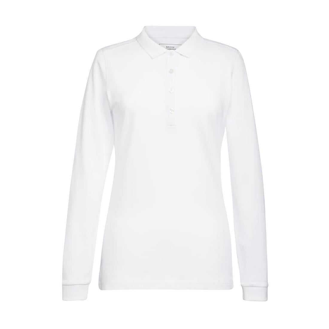 Brook Taverner Anna Womens Long Sleeve Polo Shirt White Size L