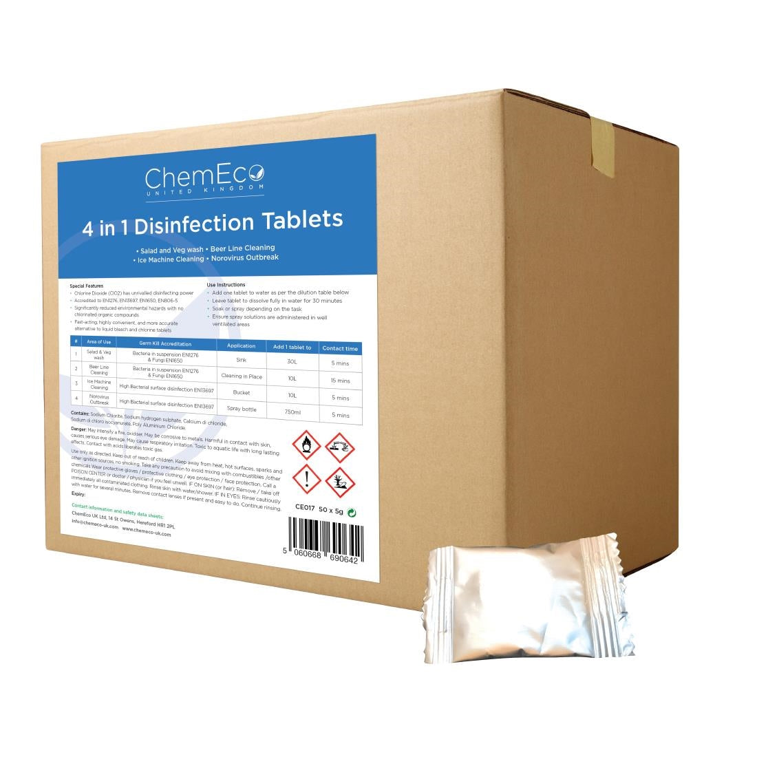 ChemEco 4-in-1 Disinfectant Tablets (50 Pack)