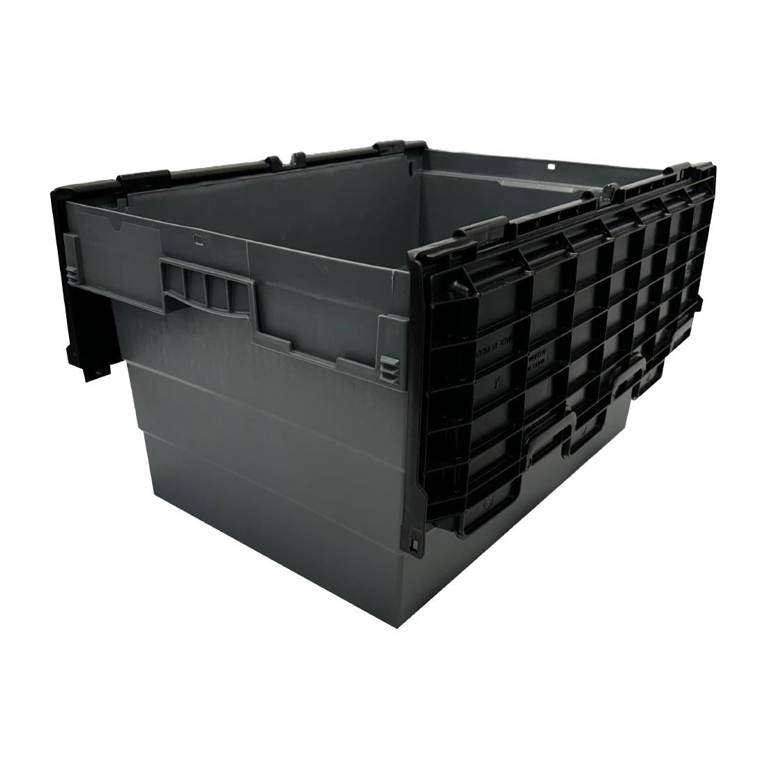 Vogue Plastic Transport Storage Crate with Attached Lid 600x400x320mm