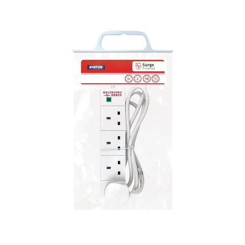 Status 4 Way Surge Protected Extension Socket White 2m