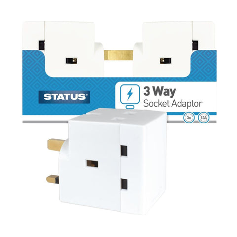 Status 3 Way Fused Plug Adapter White