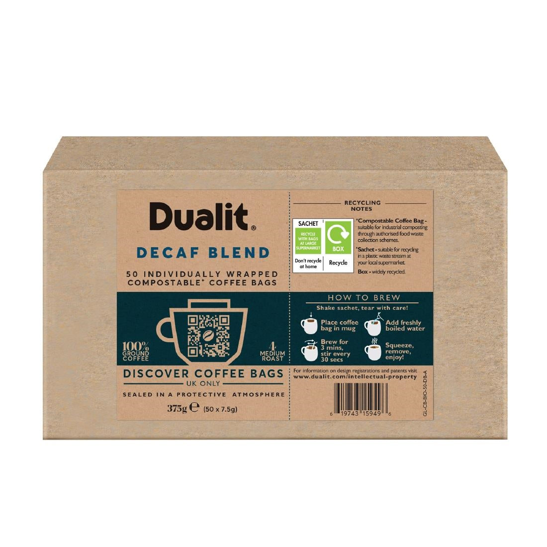 Dualit Decaf Compostable Coffee Bags (Pack of 40)