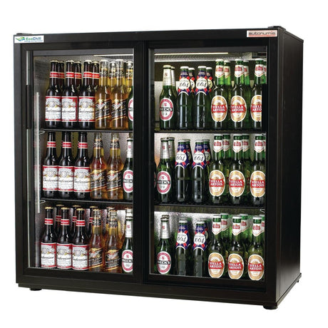 back bar fridge sliding doors