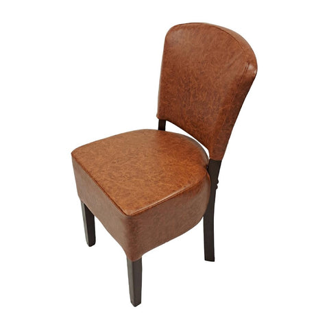 Hanoi Dining Chair In Dark Walnut with Bison Vinyl Tan (Pack of 2)