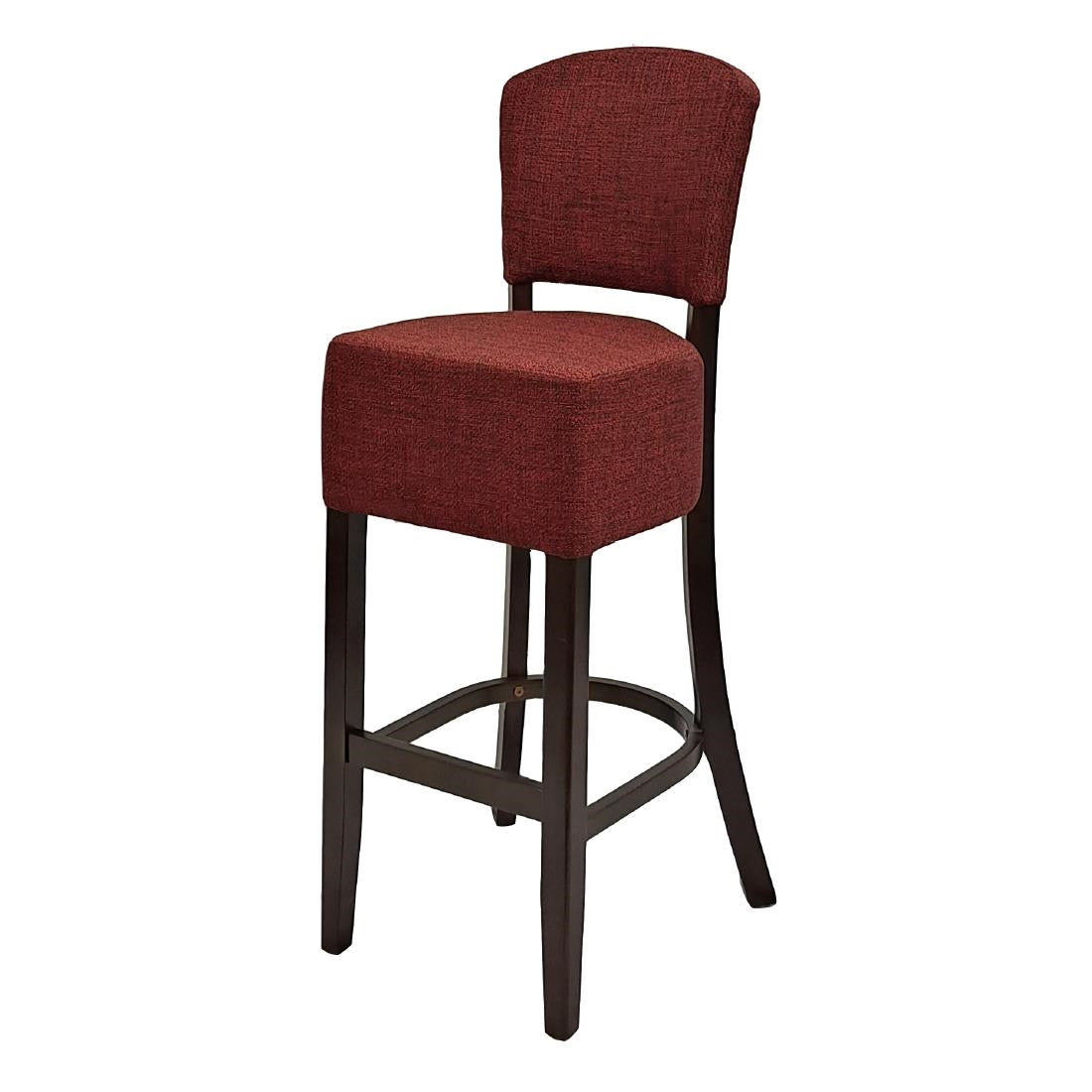 Hanoi Bar Chair in Dark Walnut with Shetland Scarlet Seatpad