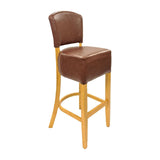 Hanoi Bar Chair in Soft Oak with Bison Espresso Vinyl