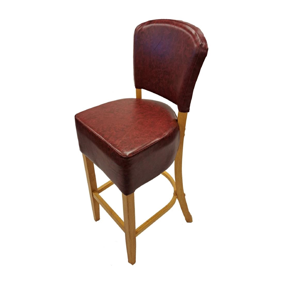 Hanoi Bar Chair in Soft Oak with Bison Bordeaux Vinyl