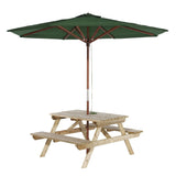 Rowlinson Picnic Table 4ft with Green Parasol 2.7m