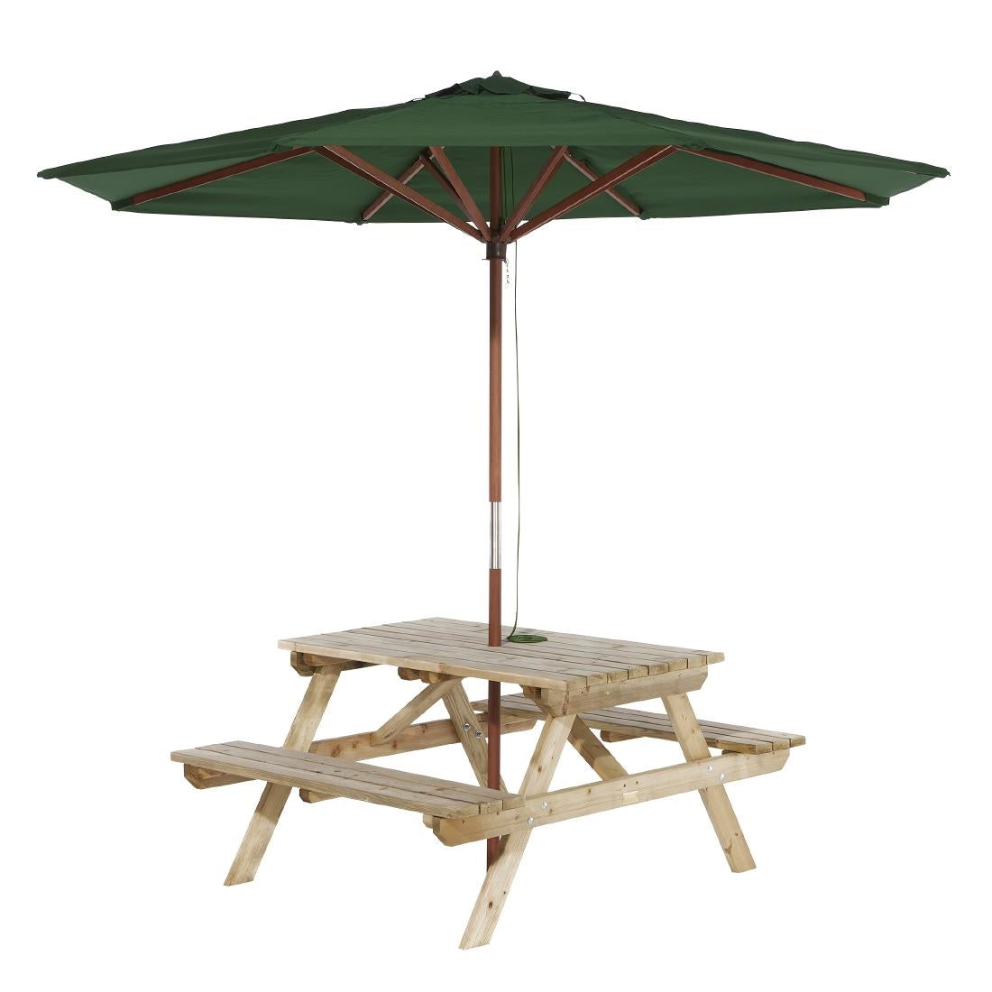 Rowlinson Picnic Table 5ft With Green Parasol 2.7m