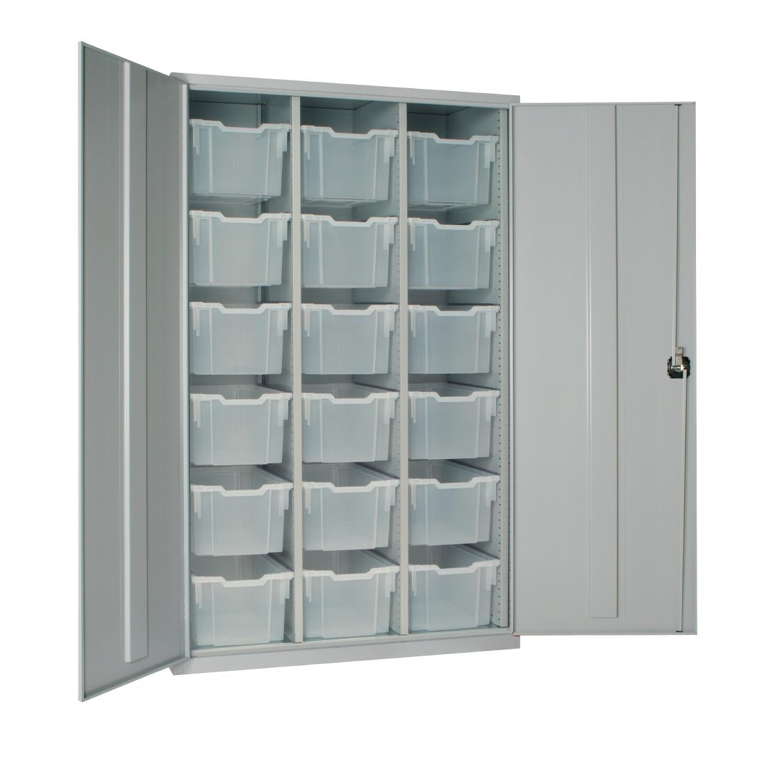 18 Tray High-Capacity Storage Cupboard - Grey with Transparent Trays