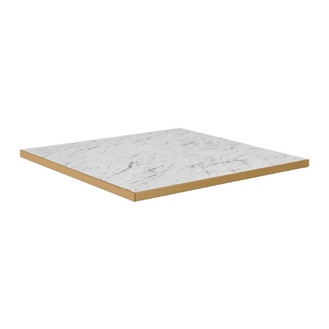 Omega Square Laminate Table Top White Carrara Marble 800x800mm