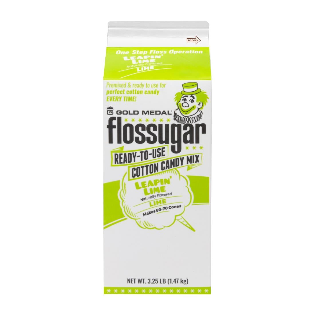 Flossugar Lime Ready to Use Cotton Candy Mix 1.47kg